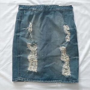 Lovers + friends denim miles pencil skirt distressed women’s size 28